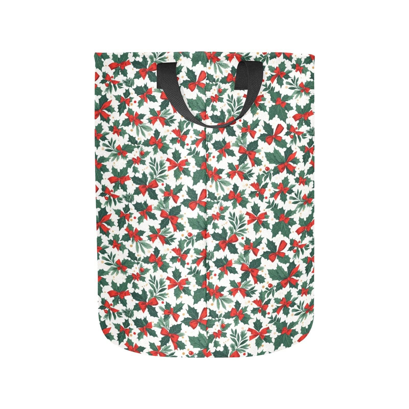 Holly Bow Polyester Laundry and Blanket Basket - DeRose Seasonal