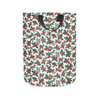 Holly Bow Polyester Laundry and Blanket Basket - DeRose Seasonal