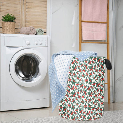 Holly Bow Polyester Laundry and Blanket Basket - DeRose Seasonal