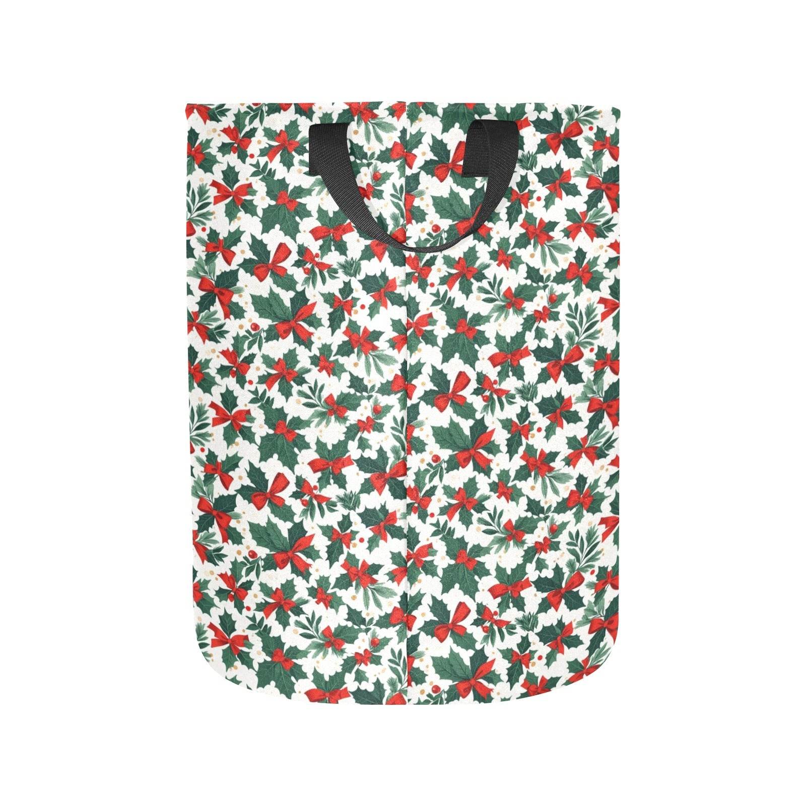 Holly Bow Polyester Laundry and Blanket Basket - DeRose Seasonal