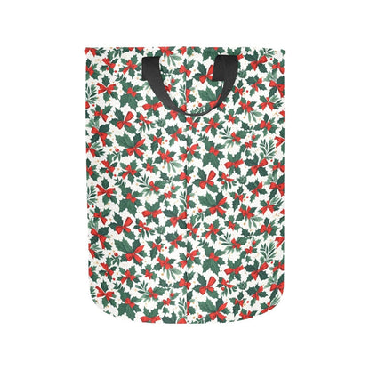 Holly Bow Polyester Laundry and Blanket Basket - DeRose Seasonal