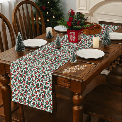 Holly Bow Polyester Table Runner - DeRose Seasonal