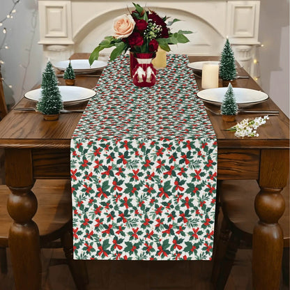 Holly Bow Polyester Table Runner - DeRose Seasonal