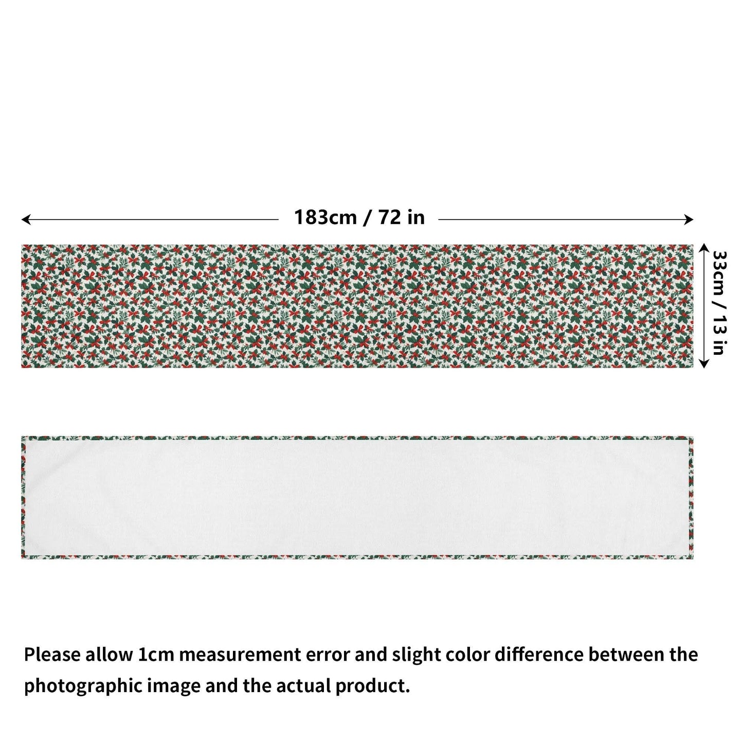 Holly Bow Polyester Table Runner - DeRose Seasonal