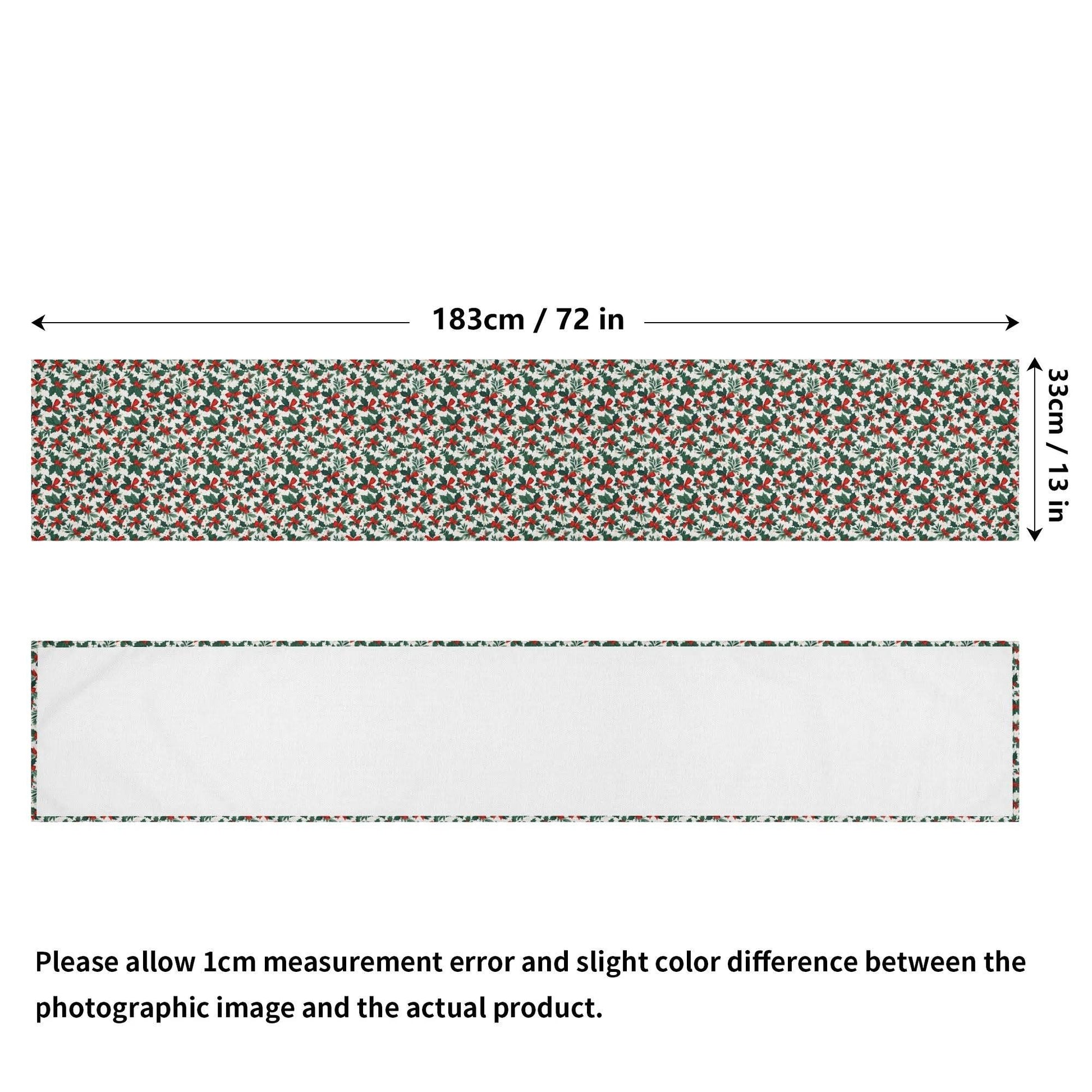 Holly Bow Polyester Table Runner - DeRose Seasonal