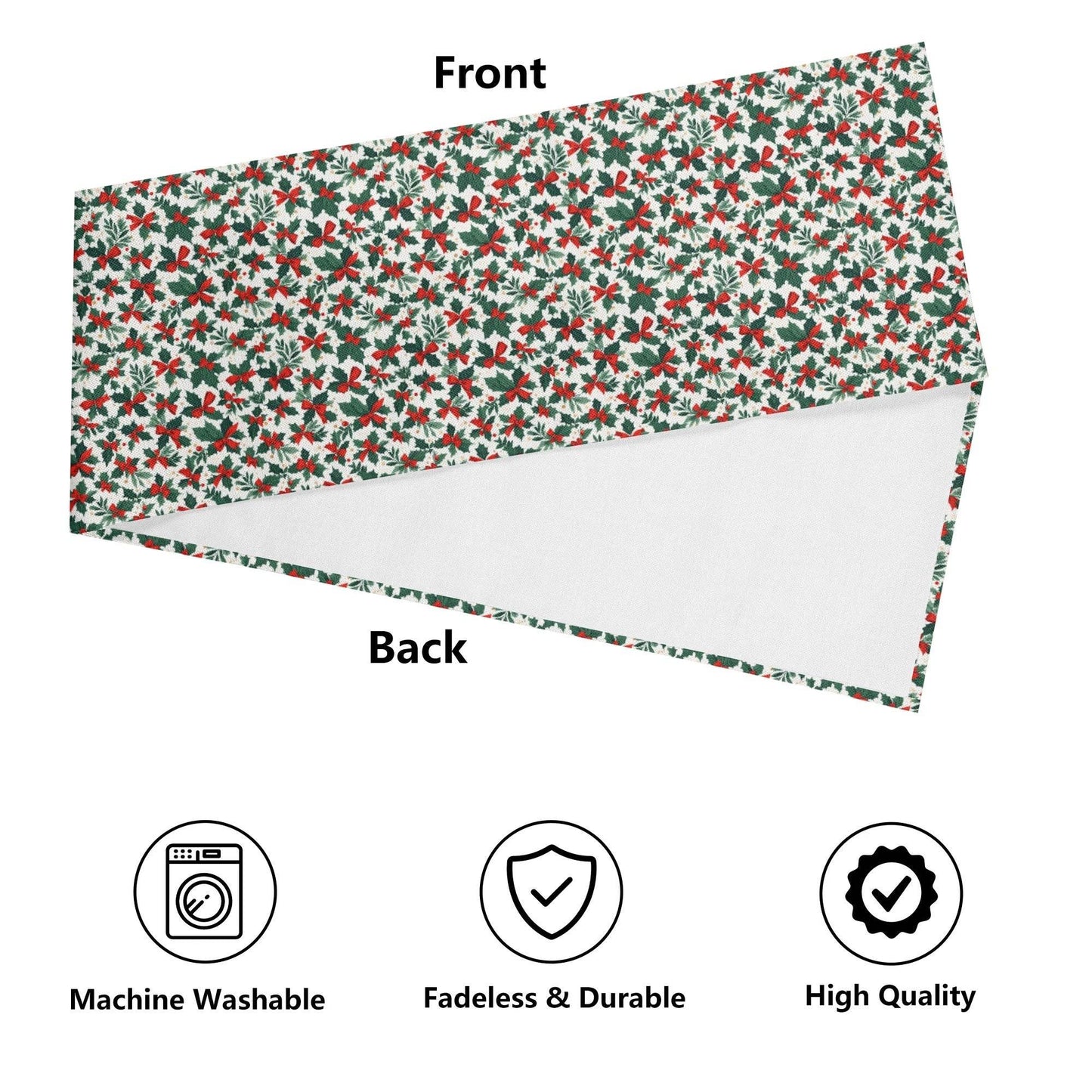 Holly Bow Polyester Table Runner - DeRose Seasonal