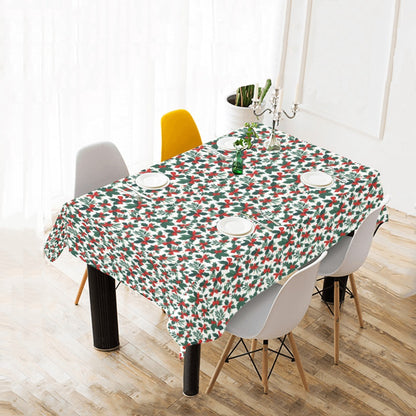 Holly Bow Polyester Tablecloth Polyester Tablecloth 70"x 52" DeRose Seasonal