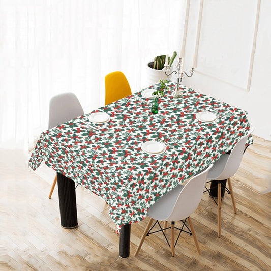 Holly Bow Polyester Tablecloth Polyester Tablecloth 70"x 52" DeRose Seasonal