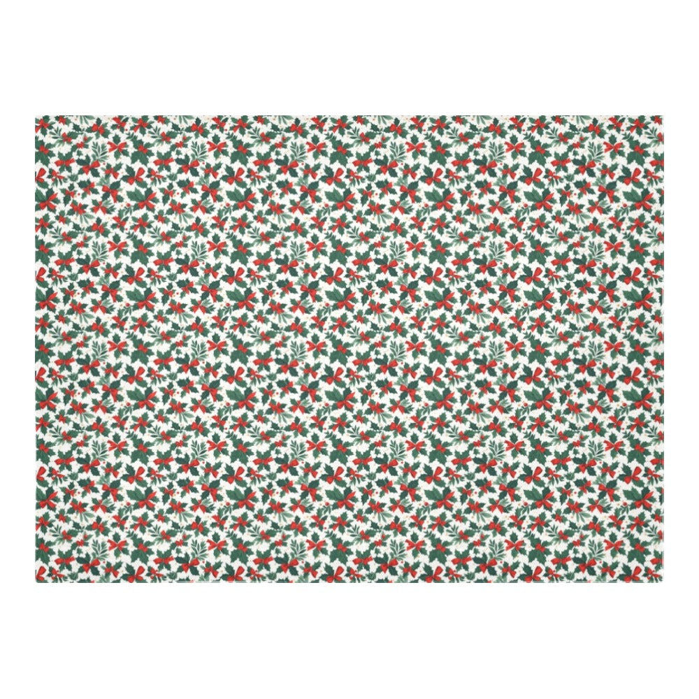 Holly Bow Polyester Tablecloth Polyester Tablecloth 70"x 52" DeRose Seasonal
