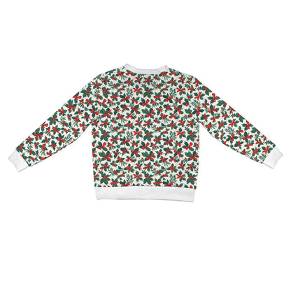 Holly Bow Women's Cardigan Button Sweater Custom Women's Cardigan (Model H73) - DeRose Seasonal