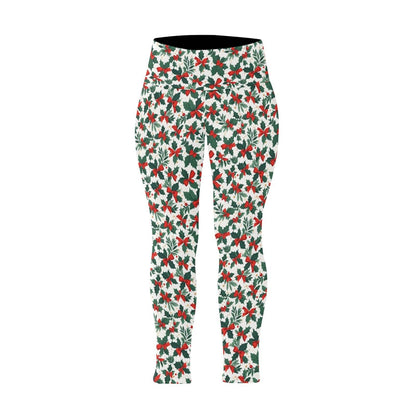 Holly Bow Women's Plus Size High Waited Leggings Women's High Waist Leggings(Plus Size)(ModelL45) - DeRose Seasonal