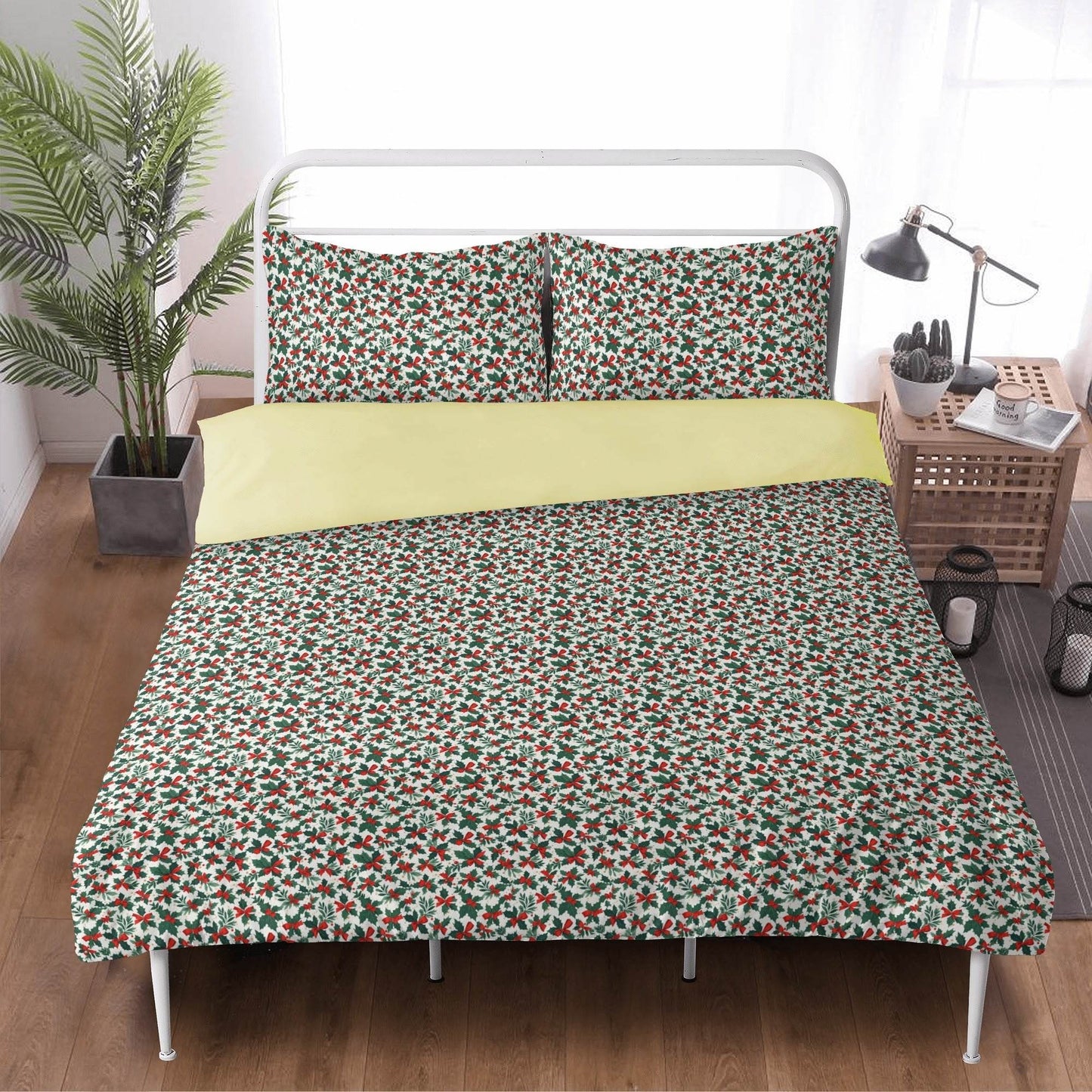 Holly Bows 3 Pcs Beddings - DeRose Seasonal