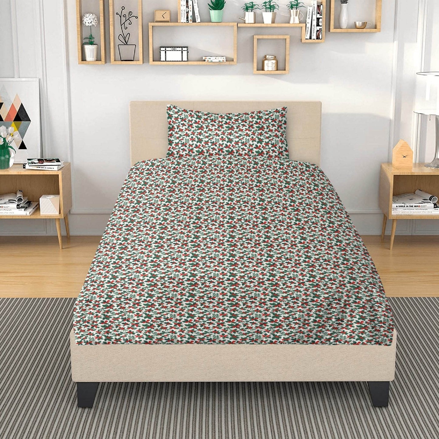 Holly Bows 3 Pcs Beddings - DeRose Seasonal
