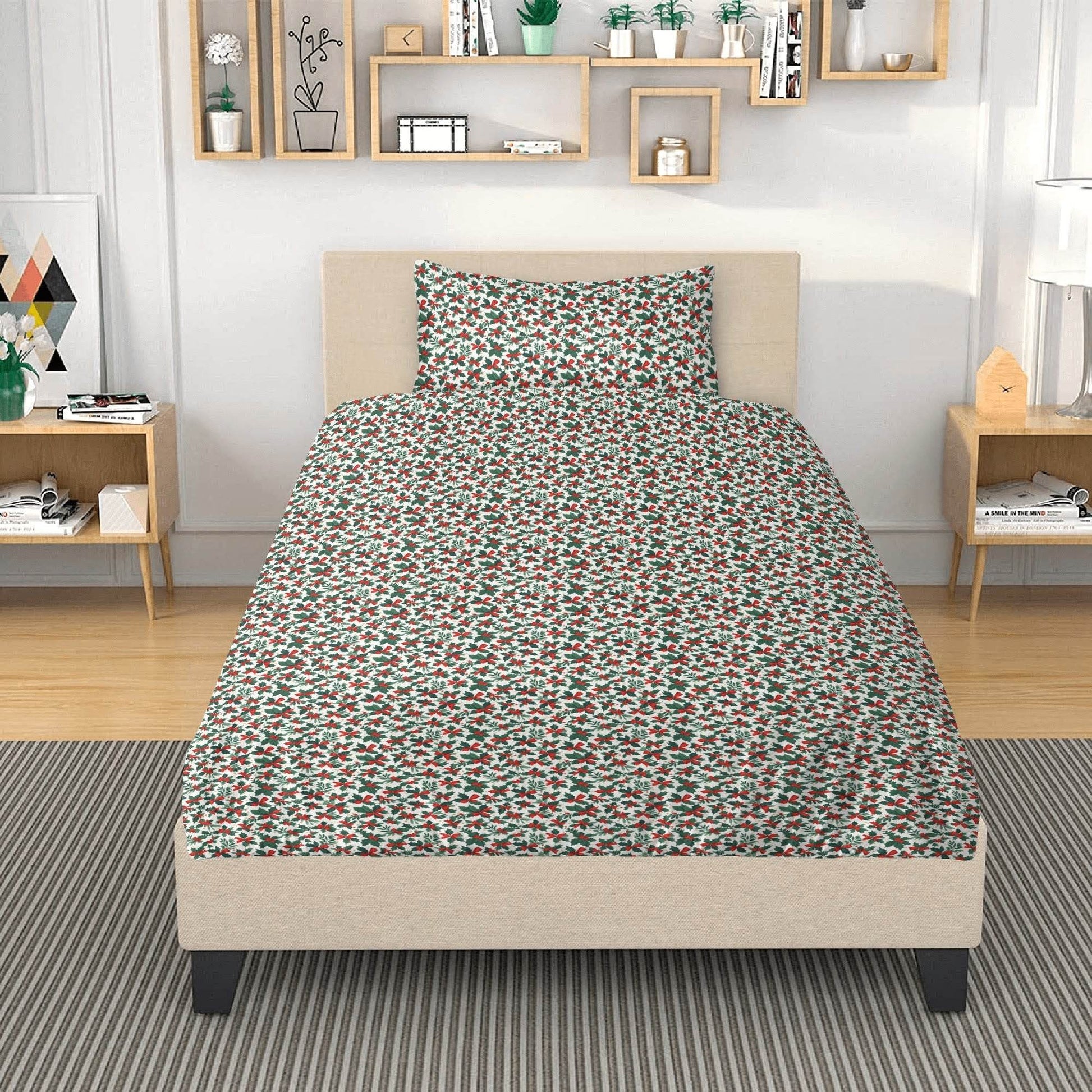 Holly Bows 3 Pcs Beddings - DeRose Seasonal