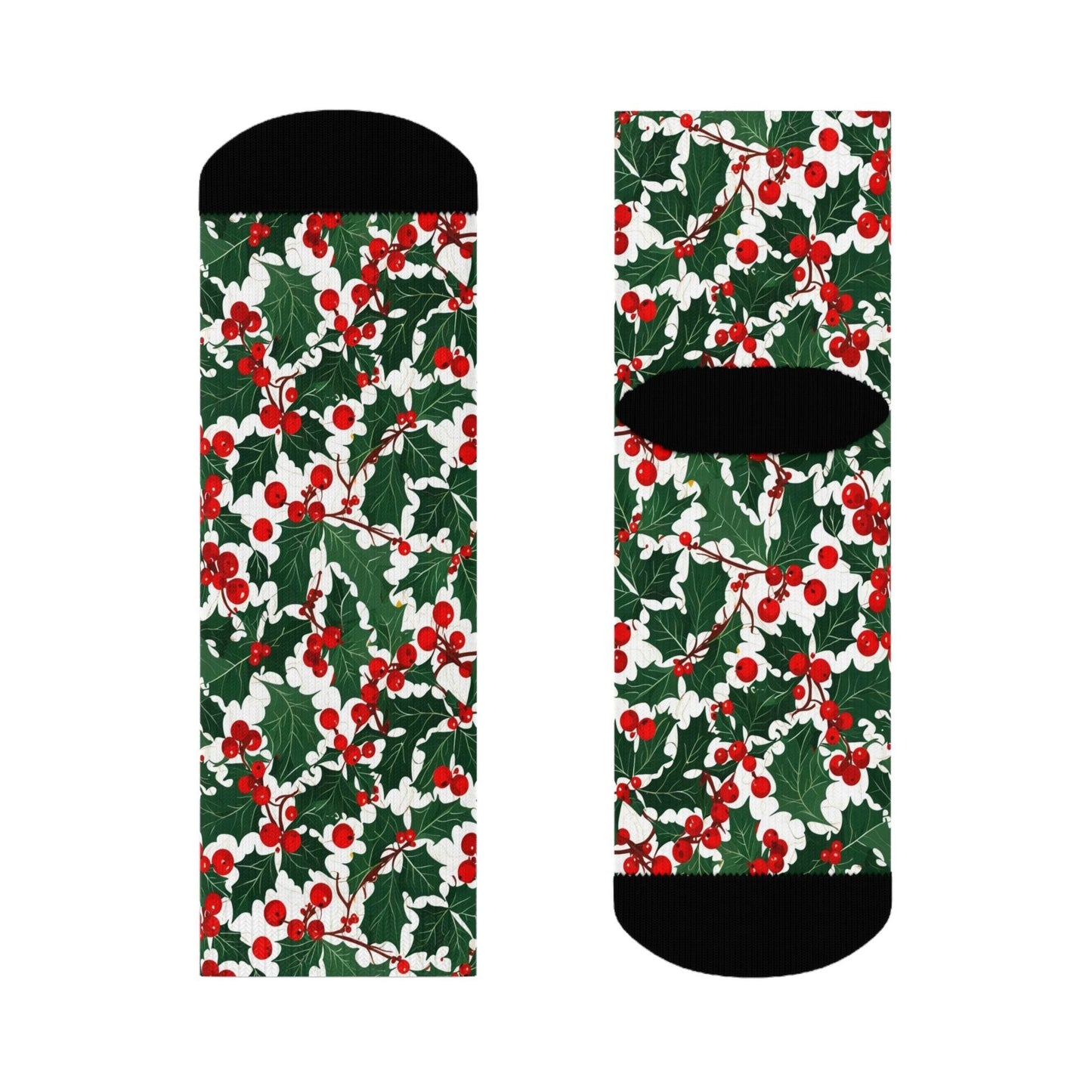 Christmas Holly Polyester Crew Socks 3 sizes - DeRose Seasonal