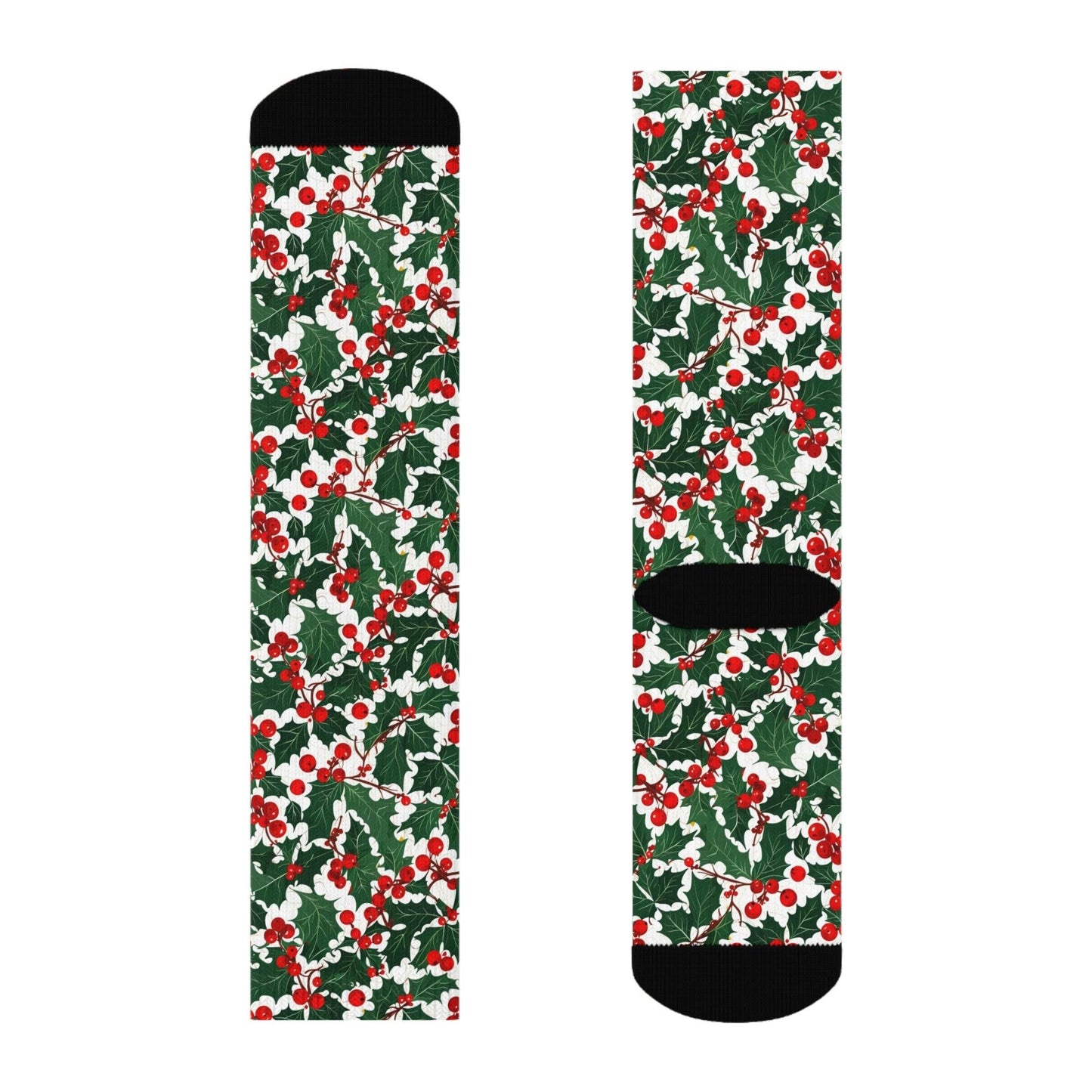 Christmas Holly Polyester Crew Socks 3 sizes - DeRose Seasonal
