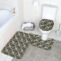 Holly Pine Bathroom Four-Piece Set(Shower Curtain + Toilet Cover Mat + Toilet Foot Mat + Floor Mat)| Polyester - DeRose Seasonal