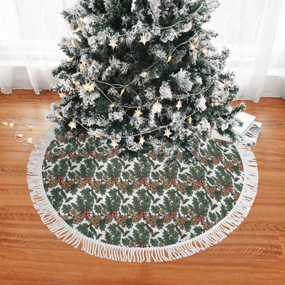 Holly Pine Fringed Christmas Tree Skirts - DeRose Seasonal