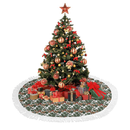 Holly Pine Fringed Christmas Tree Skirts - DeRose Seasonal