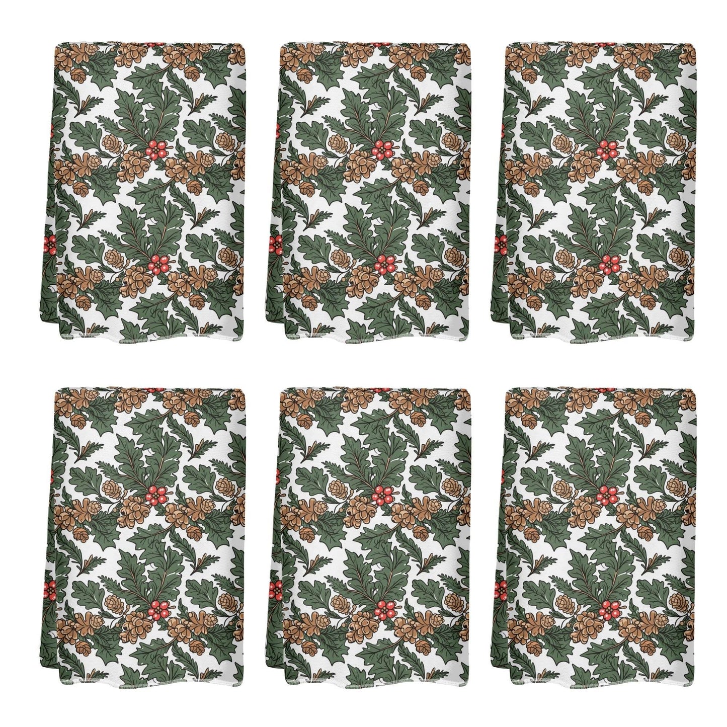 Holly Pine Hand Towels (6 Pcs) - DeRose Seasonal