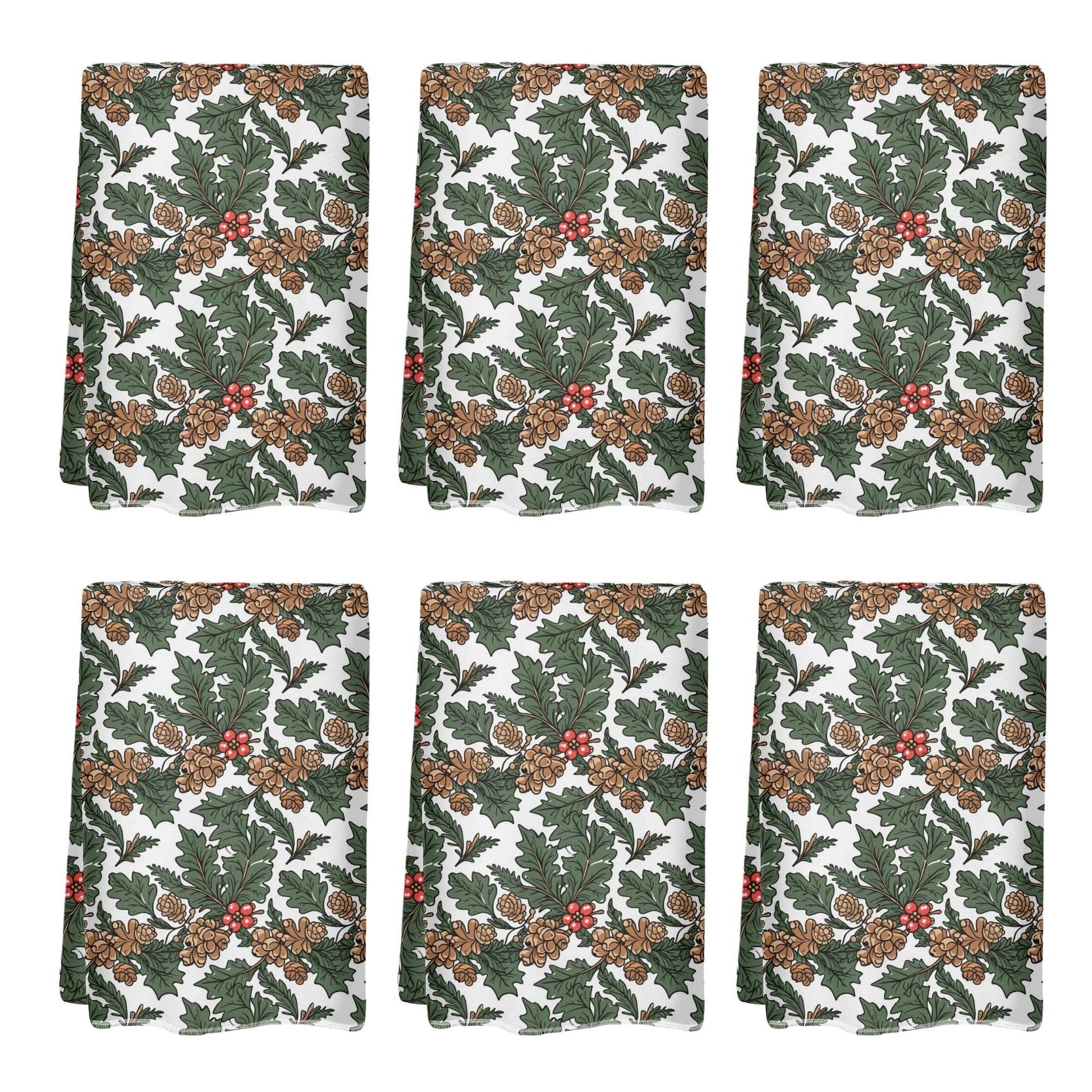 Holly Pine Hand Towels (6 Pcs) - DeRose Seasonal