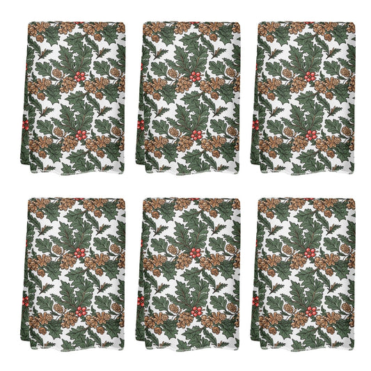 Holly Pine Hand Towels (6 Pcs) - DeRose Seasonal