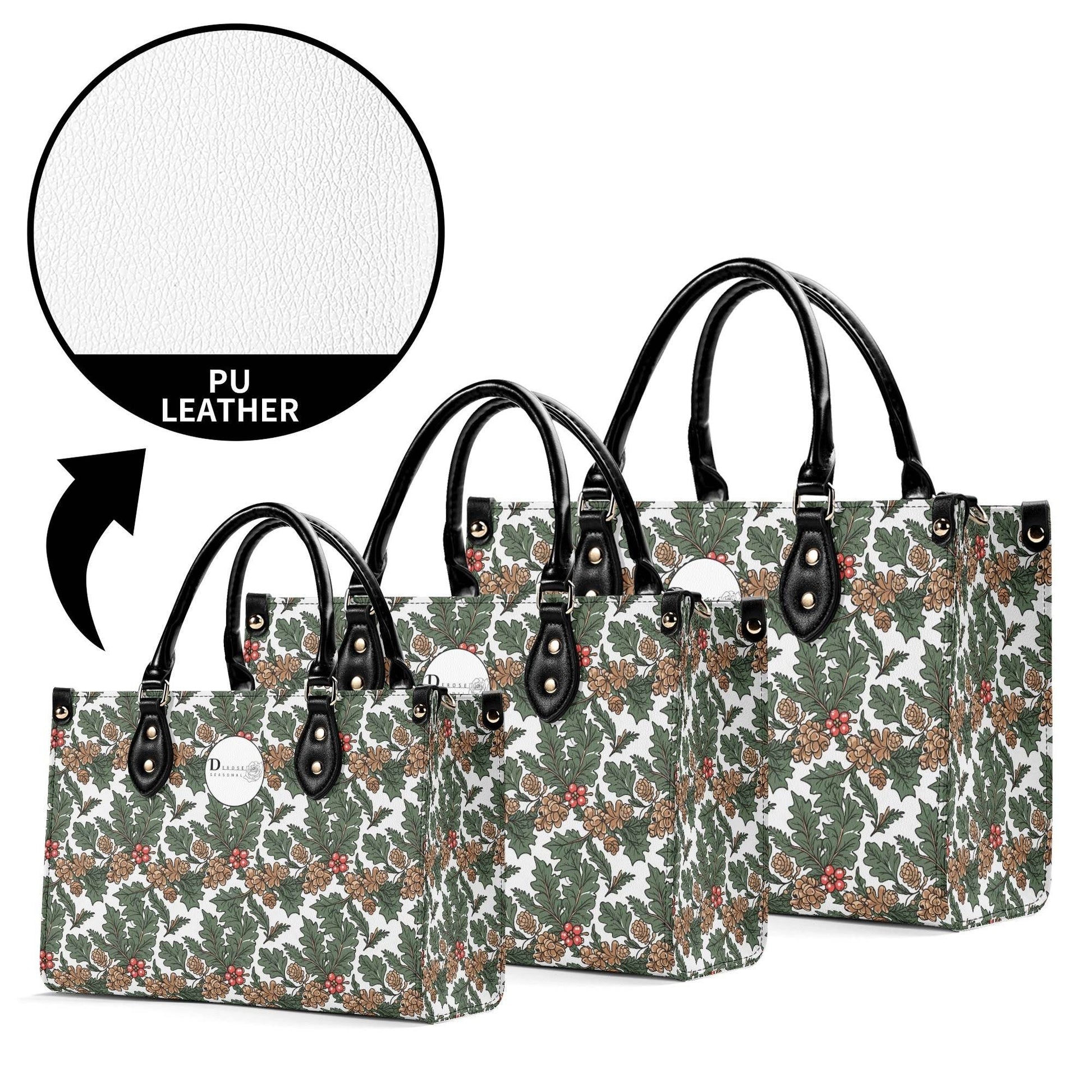 Holly Pine Luxury Women Leather Handbag (3 sizes) - DeRose Seasonal