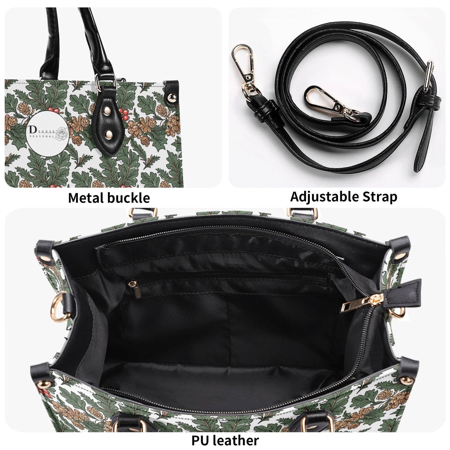 Holly Pine Luxury Women Leather Handbag (3 sizes) - DeRose Seasonal