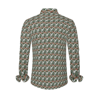 Holly Pine Men's Classic Long-Sleeved Button up Polyester Dress Shirt - DeRose Seasonal