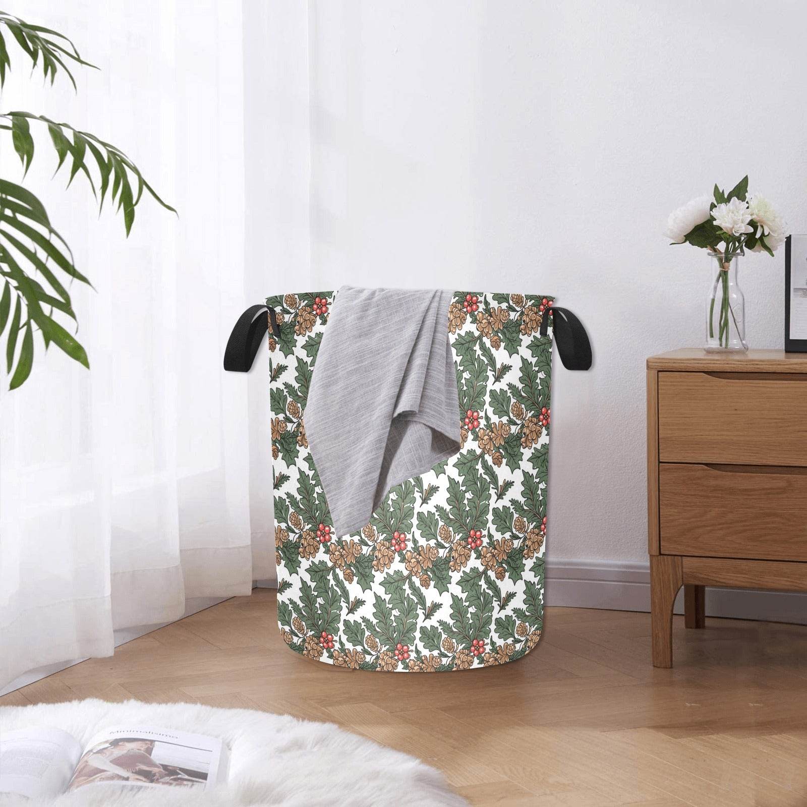 Holly Pine Polyester Laundry and Blanket Basket - DeRose Seasonal