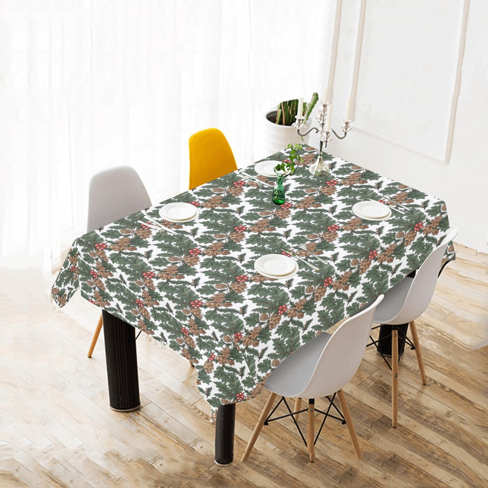 Holly Pine Polyester Tablecloth Polyester Tablecloth 70"x 52" DeRose Seasonal