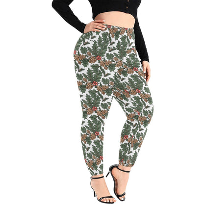 Holly Pine Women's Plus Size High Waited Leggings Women's High Waist Leggings(Plus Size)(ModelL45) - DeRose Seasonal