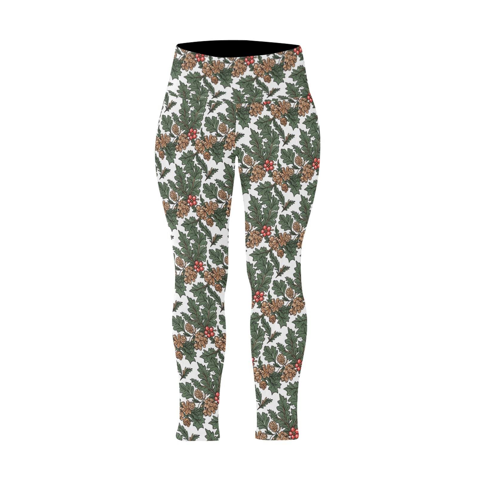 Holly Pine Women's Plus Size High Waited Leggings Women's High Waist Leggings(Plus Size)(ModelL45) - DeRose Seasonal