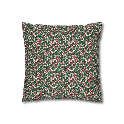 Christmas Holly Spun Polyester Square Pillowcase - DeRose Seasonal
