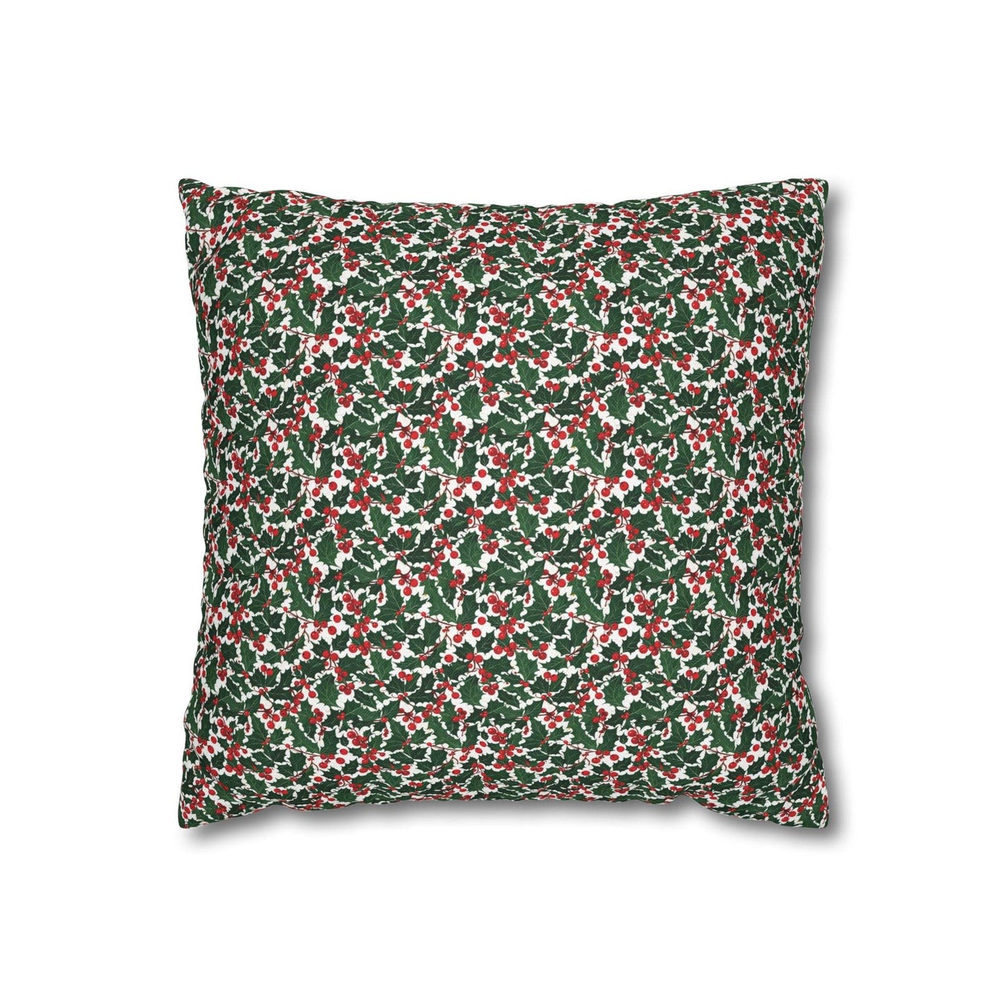 Christmas Holly Spun Polyester Square Pillowcase - DeRose Seasonal