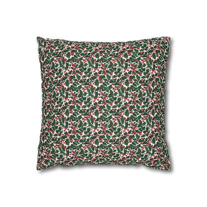 Christmas Holly Spun Polyester Square Pillowcase - DeRose Seasonal