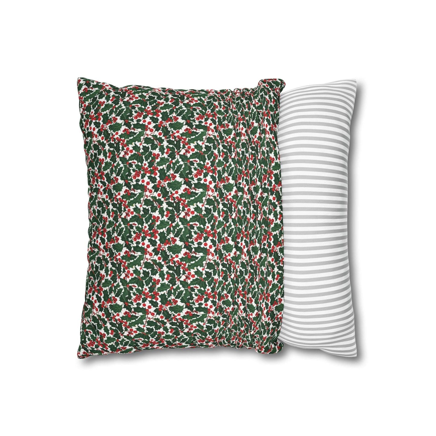 Christmas Holly Spun Polyester Square Pillowcase - DeRose Seasonal