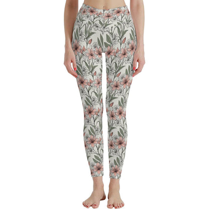 Japan Floral Women's Polyester Yoga pants Leggings - DeRose Seasonal