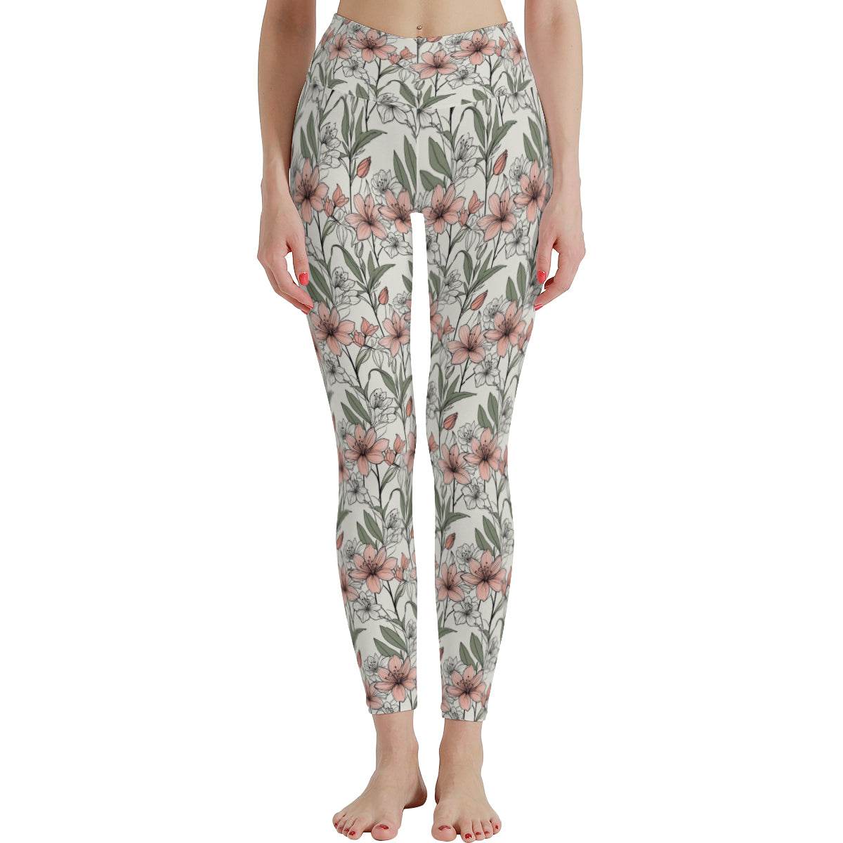 Japan Floral Women's Polyester Yoga pants Leggings - DeRose Seasonal