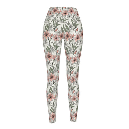 Japan Floral Women's Polyester Yoga pants Leggings - DeRose Seasonal