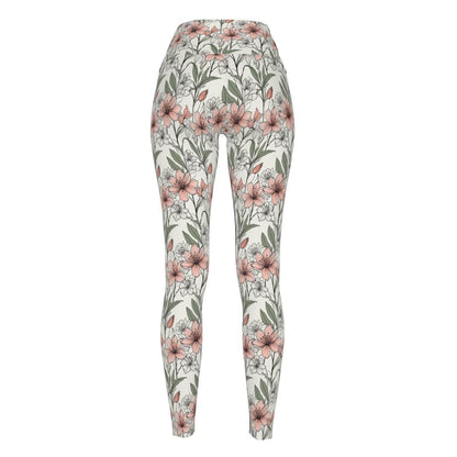 Japan Floral Women's Polyester Yoga pants Leggings - DeRose Seasonal