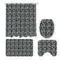 White Clovers Bathroom Four-Piece Set(Shower Curtain + Toilet Cover Mat + Toilet Foot Mat + Floor Mat)| Polyester - DeRose Seasonal