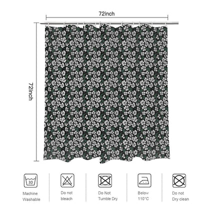 White Clovers Bathroom Four-Piece Set(Shower Curtain + Toilet Cover Mat + Toilet Foot Mat + Floor Mat)| Polyester - DeRose Seasonal
