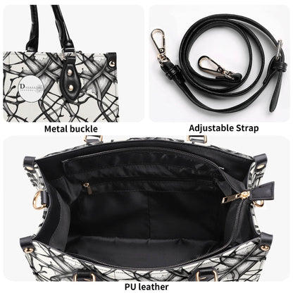 Ink Floral Luxury Women's Leather Handbag (3 sizes) - DeRose Seasonal