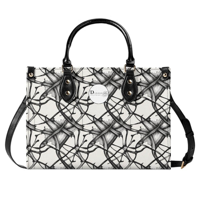 Ink Floral Luxury Women's Leather Handbag (3 sizes) - DeRose Seasonal