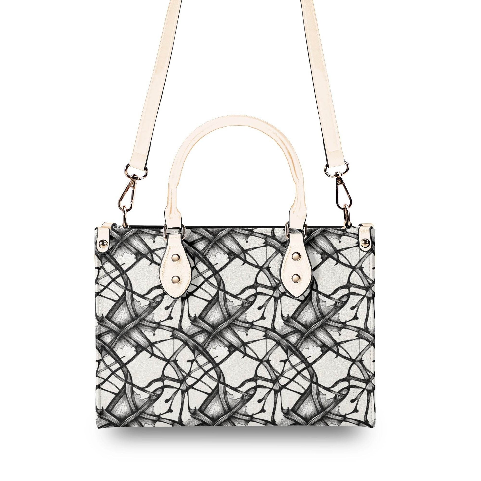 Ink Floral Luxury Women's Leather Handbag (3 sizes) - DeRose Seasonal
