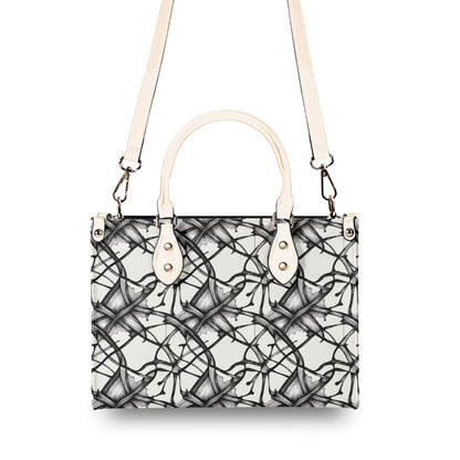 Ink Floral Luxury Women's Leather Handbag (3 sizes) - DeRose Seasonal