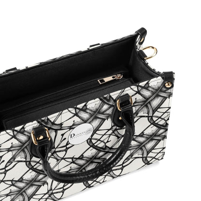 Ink Floral Luxury Women's Leather Handbag (3 sizes) - DeRose Seasonal