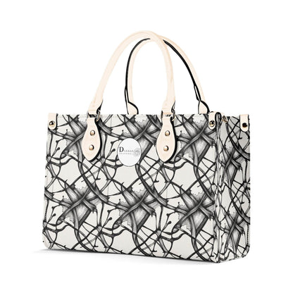 Ink Floral Luxury Women's Leather Handbag (3 sizes) - DeRose Seasonal