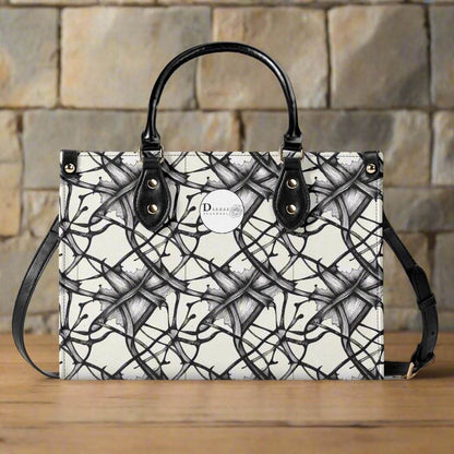 Ink Floral Luxury Women's Leather Handbag (3 sizes) - DeRose Seasonal